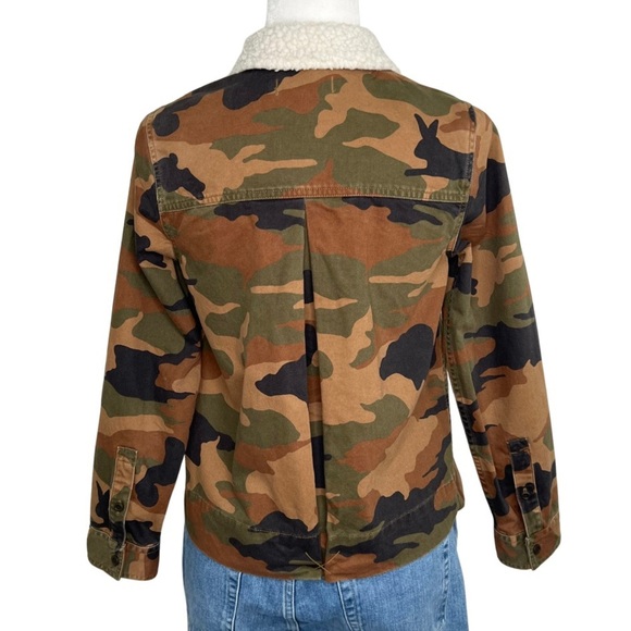 Madewell Northward Cropped Army Jacket in Cottontail Camo Sherpa Ed Brown XXS - Picture 16 of 17